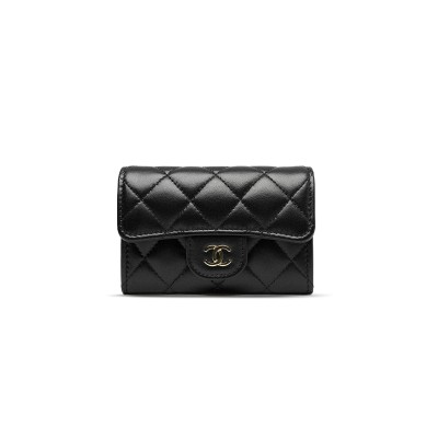 CHANEL CLASSIC CARD HOLDER LAMBSKIN & GOLD-TONE METAL BLACK AP0214 (11.3*7.5*2.5cm)